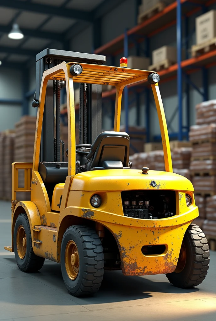 Create a realistic image of a Yellow forklift 
