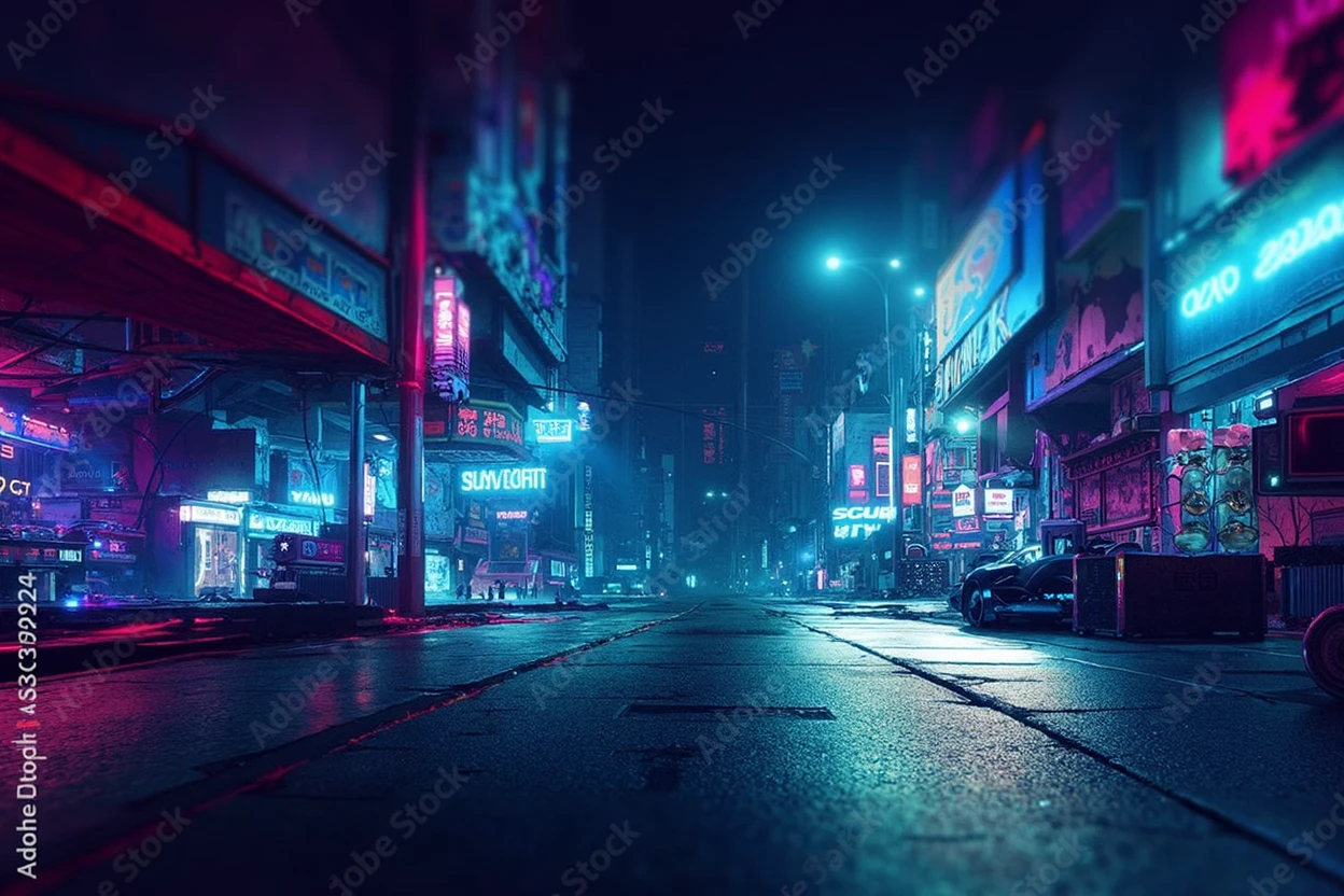 work of art, best qualityer, minimalist art, cyan and pink colors,graphic design, professional art, cyberpunk city 2077, street with futuristic cars driving by,pedestrians, illuminated buildings, technological city, A pe's POV, minimalist art
