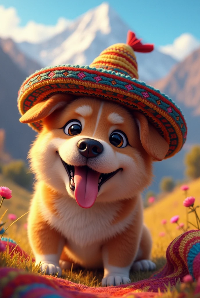 Peruvian Chullo But instead of a person a happy dog that is with the chullo 