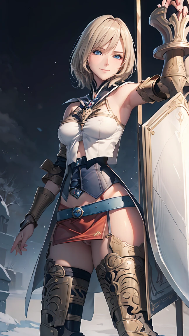 Browsing Caution,Sensual, Long blonde hair, Thick thighs, 8k, 4K, Highest quality, (High resolution:1.6), Cute anime face, Noise Reduction,Flaxen Hair、 (Sparkling Blue Eyes, A kind smile:1.3, Kind eyes:1.ung Face, Anime Eyes, Asheria、(Sword in right hand:1.5)、(Equipped with a shield on the left arm:1.5)、(SFW Giant:1.9)、Large areola, Puffy nipples:1.3, tight, skinny, Long tights、Knee-high boots、(garter belt:1.5)、Beautiful Hands、Beautiful fingers、(High cut thong:1.5), Ashelia
short hair
Ashelia, short hair, AsheliaOutfit, miniskirt, thighhighs, jewelry, oda non,