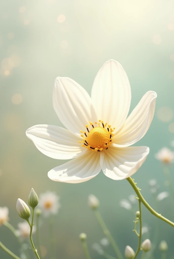 Animated white wild flower