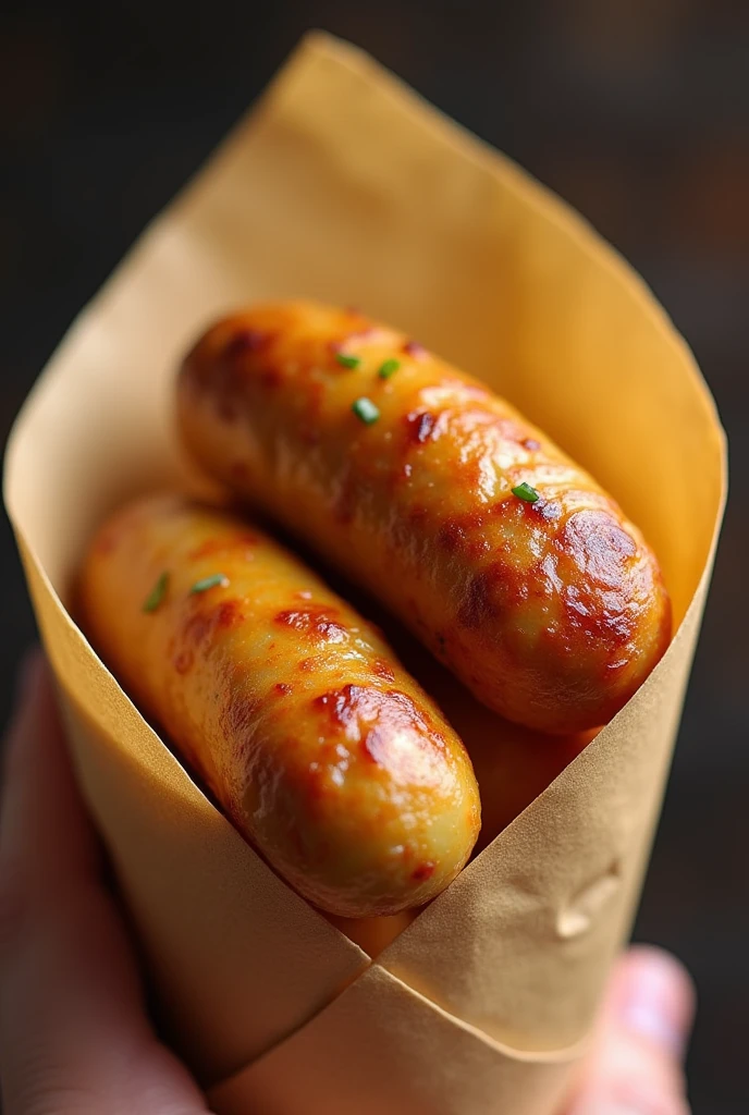 Potato sausage in an appetizing cone