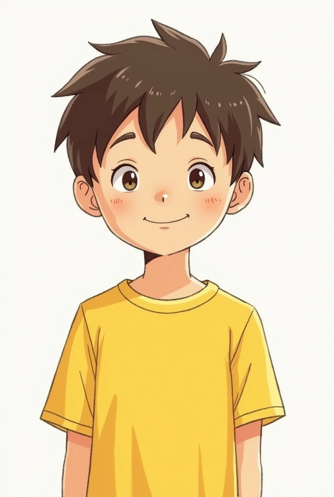 drawing of a boy with a yellow t-shirt