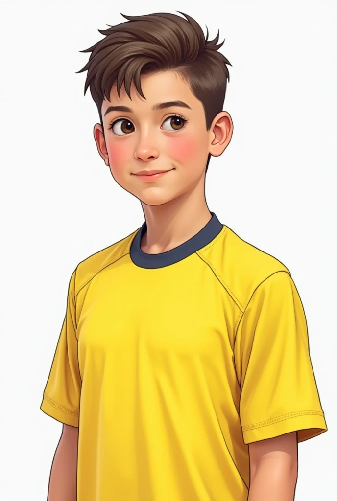 drawing of a boy with a yellow sports shirt