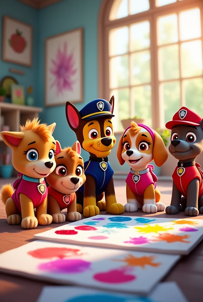 Paw patrol holding watercolors