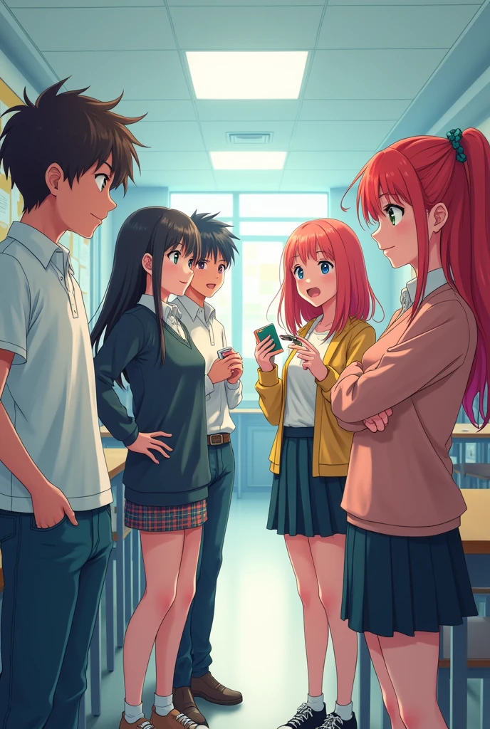 Introverted male students and extroverted female students anime