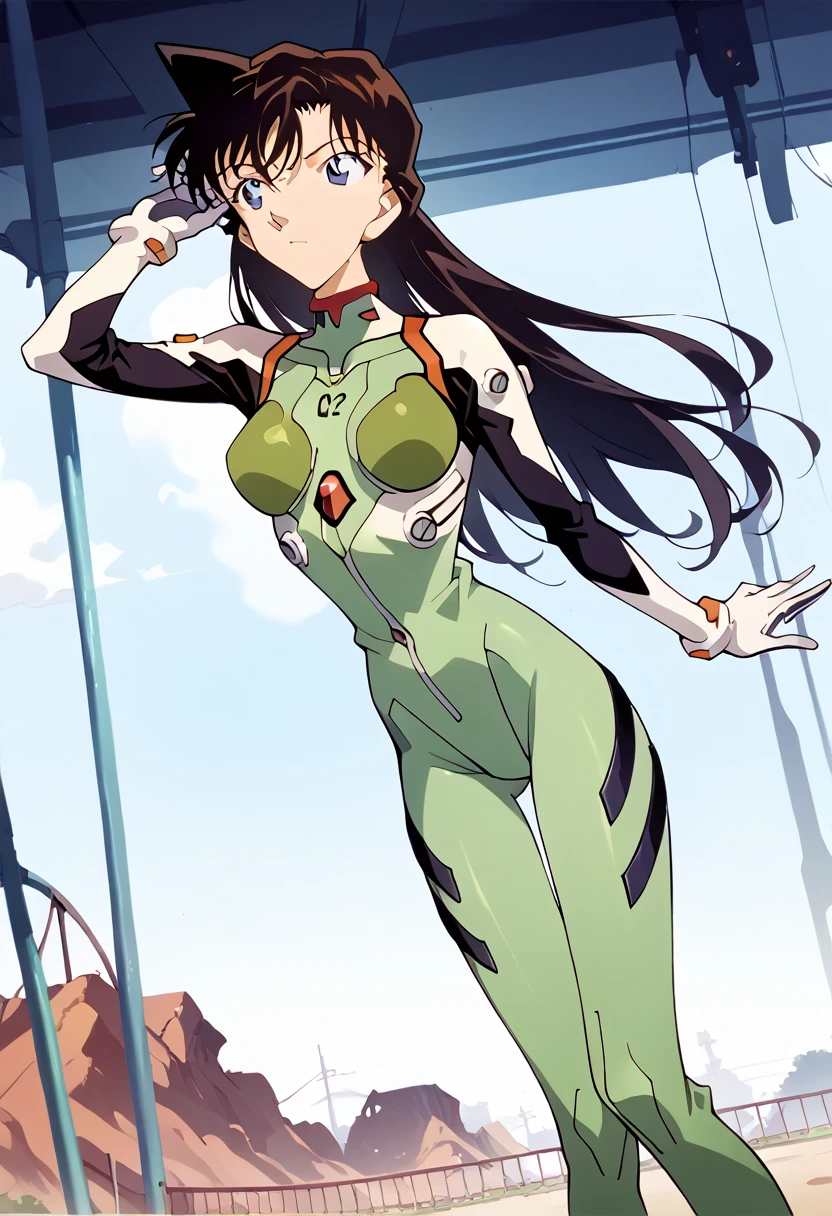 masterpiece,High resolution,Highest quality,8k
(Detective Conan,Ran mouri)
(****************,Black Hair,Long Hair,Slender figure)
(Evangelion pilot suit)