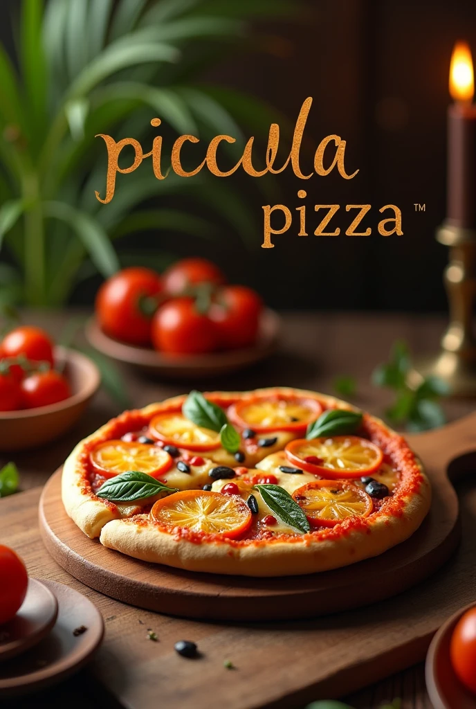 text that says "piccola pizza" in a nice format