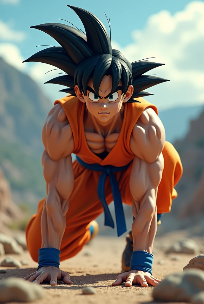 Goku doing calisthenics