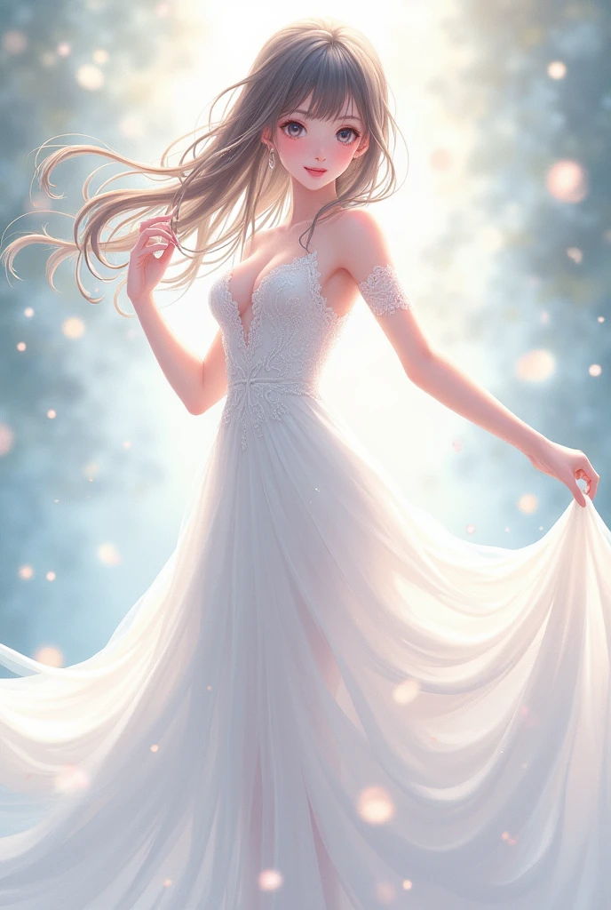 Beautiful hot anime white dress