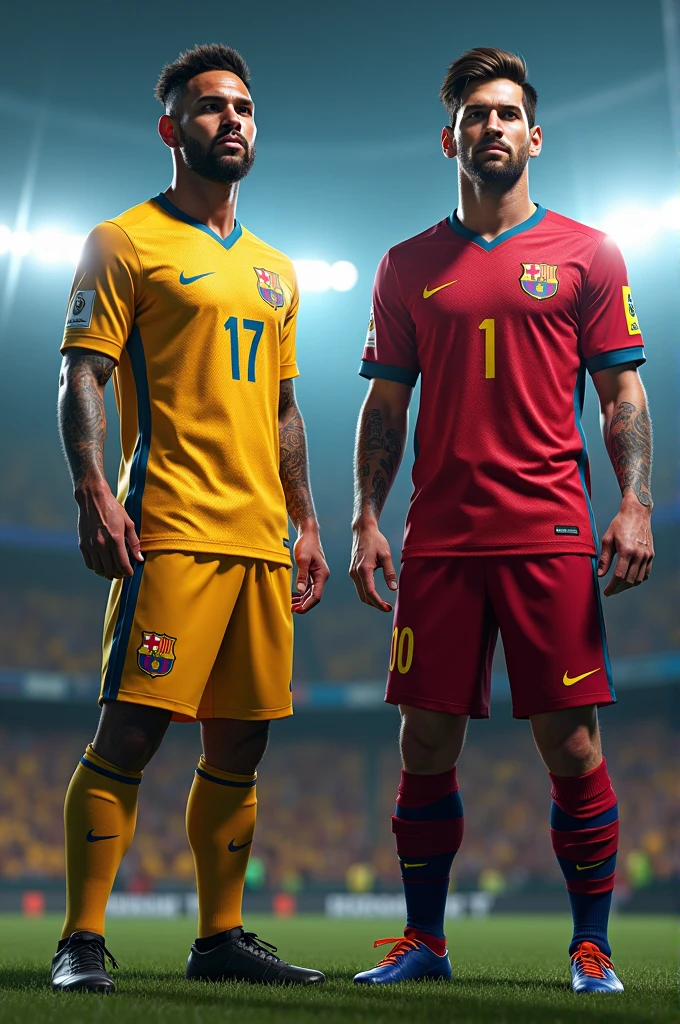 Neymar and messi with National team Jersey