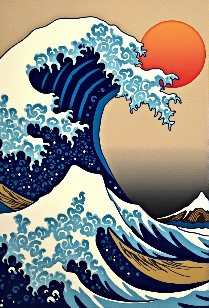 mosaic、Hokusai style, Hokusai's Style, Ukiyo-e,mosaicは強い、Not visible in mosaic、Pixel art、Artistically、Big Waves、Raging Dragon cloud