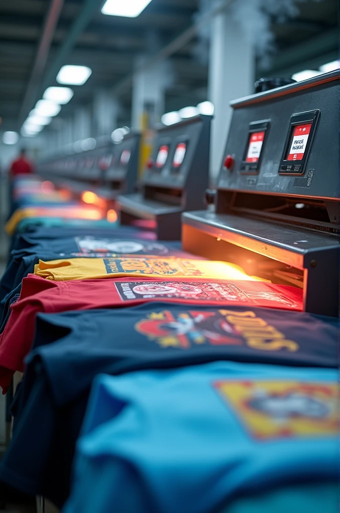 Heaters and heat press in action sublimating t-shirts