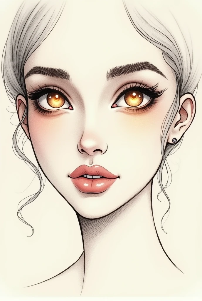 a company logo for candles. a beautiful woman&#39;s face from close up, and the eyes have instead of pupils , pupils in the shape of candles that burn, the face should be outline. not too real as a human. more like a nice simple sketch