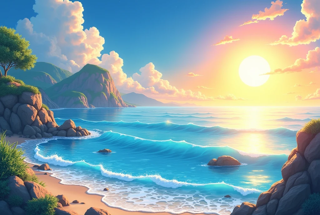 Where you can see the sea and the sun on the right side in an animated way 