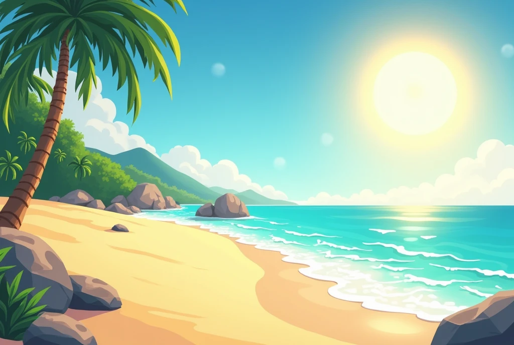 Where you can see the beach and the sun on the right side in an animated way 