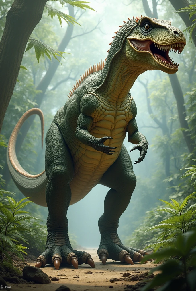 Dinosaur with human feet