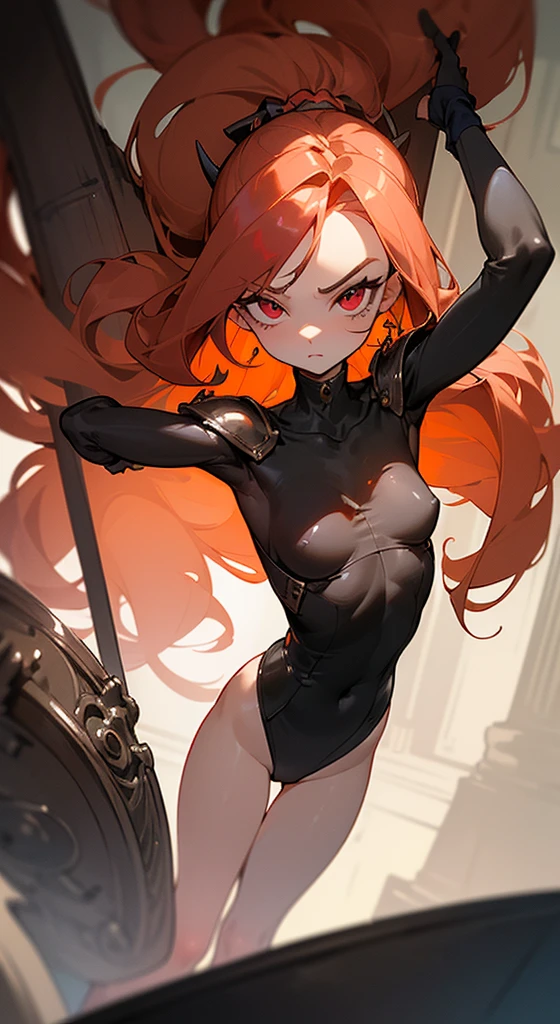 masterpiece), high resolution, (extremely detail), photorealestic, 1 girl, (((very long, curly, kirschrotes Haar, seductive bright red eyes, largeeyes, eyes, cute face, small face, sharp face, gorgeous eyes, Blutjung, big legs, thick legs:1.7, insanely narrow waist:1.3, medium boobs:1.3, flush, (Extrem sexly, sexly, sexly, sexly, sexly, sexly)))), ((smooth skin, soft skin, Plump skin, Knight's Armor, steel leotard, leotard, bare legs, belt, fully armored, helmet, metal knight, fur, classic knight, fighting scoundrels))
