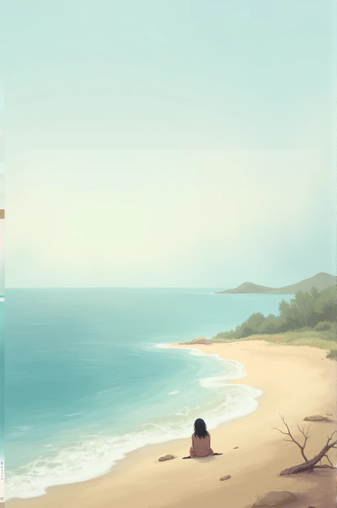 Aesthetic painting landscape of letting go of the past, beach relaxing, peace feeling 