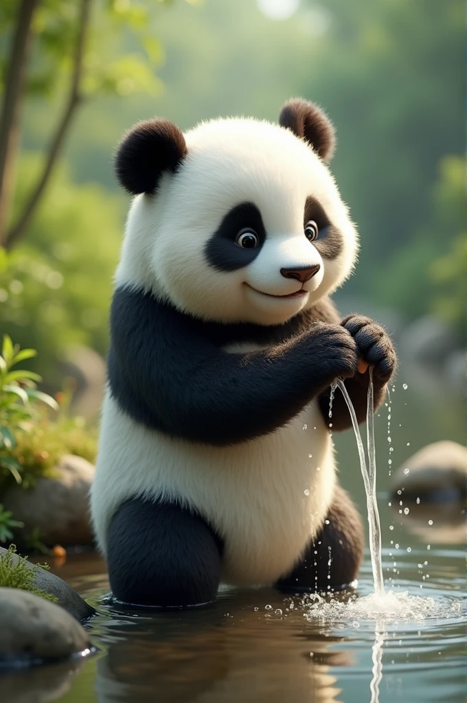 Panda wash hands