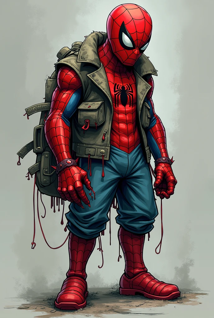 Name: Weird Spiderman Suit Look: His suit is a scruffy version of the classic Spiderman suit., with dull colors and poorly assembled, as if he had sewn it himself without much skill.
Personality: Similar to the original Spiderman but more clumsy and naive. He believes himself to be the greatest hero in the multiverse., Although his constant mistakes prevent him from doing so. He is also obsessed with having a harem of heroines, which is why he behaves Tsundere with the girls he is interested in. Skills:
• Superhuman strength: Much stronger than the original Spiderman.
• We are always crawling: Always adhered to the surfaces, which can be problematic as it can unintentionally get stuck to objects or people.
• Throws web-veins: Instead of cobwebs, Shoots natural veins and arteries that stick to objects and can be used strategically in combat..
• Kaine Marca: He can use the energy from his hands to leave terrible burns on his opponents by touching them..
• Reversed Spider Sense: He attracts danger to him and is always chasing dangerous situations..
• Agility and reverse reflexes: Although agile, His clumsiness often causes him to stumble and make mistakes..
Origin: It was created by Loki during a night of partying and chaos., using magic. Thor was not present at the party.
intellect: Has some intelligence, But often their actions and words are contradictory to what they really want to express..
relationship: He is deeply obsessed with having a harem of girls, or better said, heroines. , but his attempts at lofaelo often go awry due to his clumsy nature.
Height: He is taller than the original Spiderman.