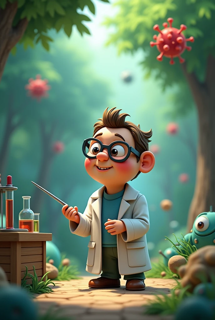 [bottom: A tiny laboratory in the park, full of microscopes and test tubes.]
[Characters: DR. Microbe (a little animated scientist in a lab coat)]
DR. Microbe: Hello, guys! What brings you here??

Alex: We want to better understand the differences between viruses, bacteria and fungi. Could you help us??

DR. Microbe: Of course! Let&#39;s start with viruses.
