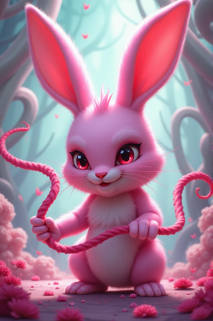 Pink rabbit ears and whip