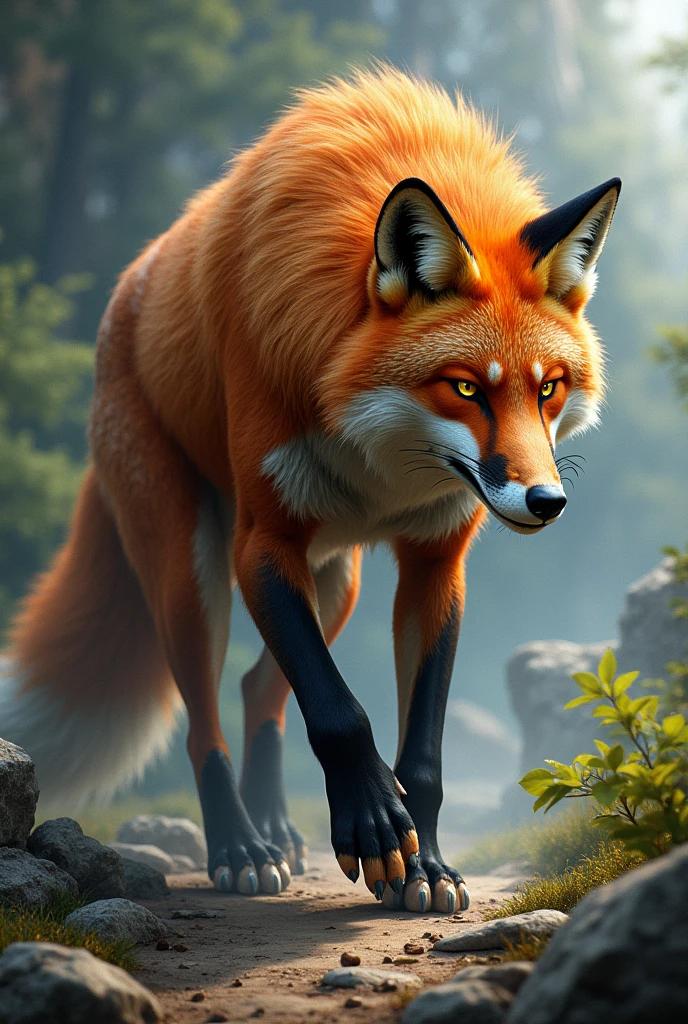 Drew a red fox  got breed by a big wolf
