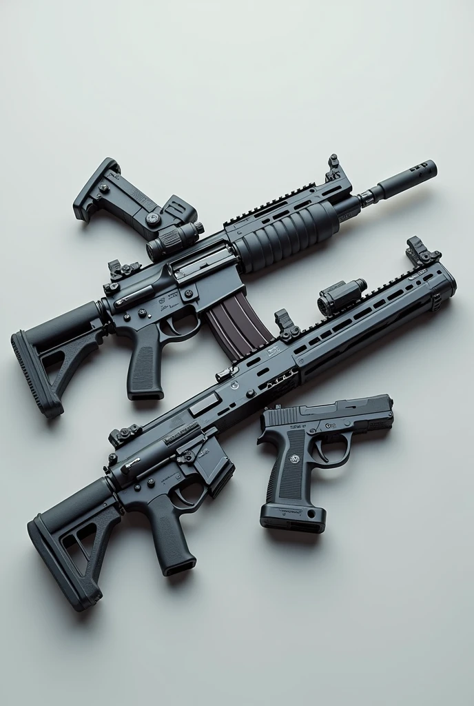 3D image with three weapons: HK-33, PT-92, GAUGIO 12