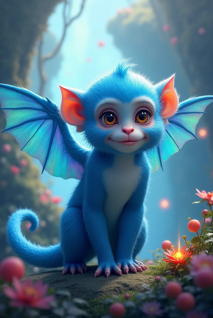 Blue monkey with dragon wings
