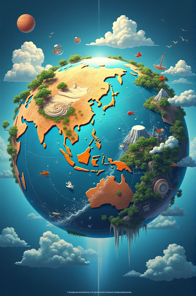 make a creative drawing showing the interactions of the four subsystems of the Earth. Explain your output in 5 to 10 sentences only. Think of some phenomena that exist on Earth which are vital for human life.