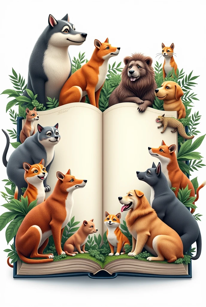 A large animal book cover written on it, a coloring book of animals full of realistic 3D animals around the phrase and with the back cover of the book on the side and with small animals on the entire cover with a barcode and with the background of the image in white. 
