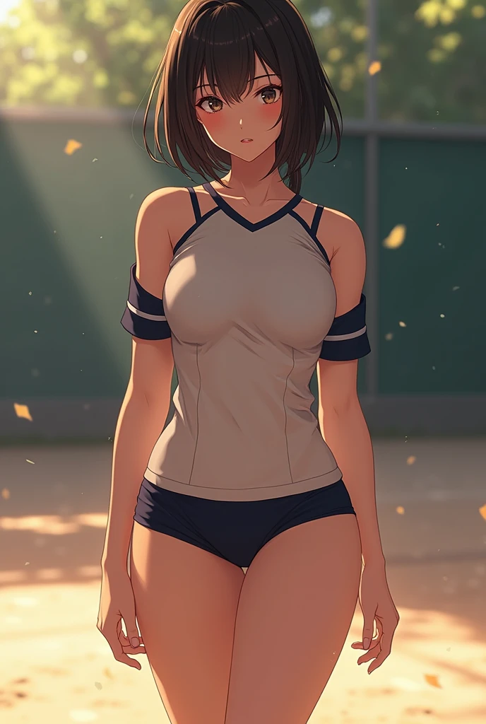 Beautiful woman playing baseball、short hair、Sexy body、Large breasts、soaked、Large breasts、See-through