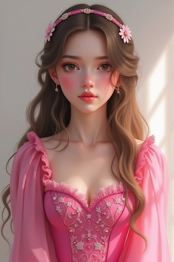 Realistic image of Olivia from My Sister the Vampire dressed in pink