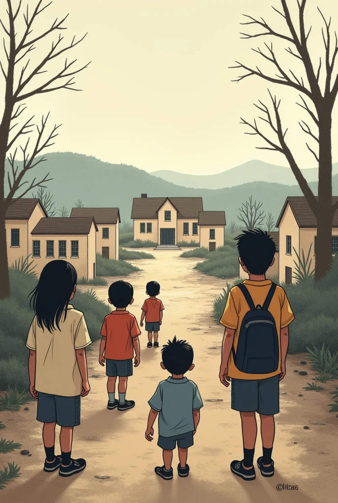 Easy drawing that criticizes the lack of access to schools in regions such as the hot springs housing sector with few schools
