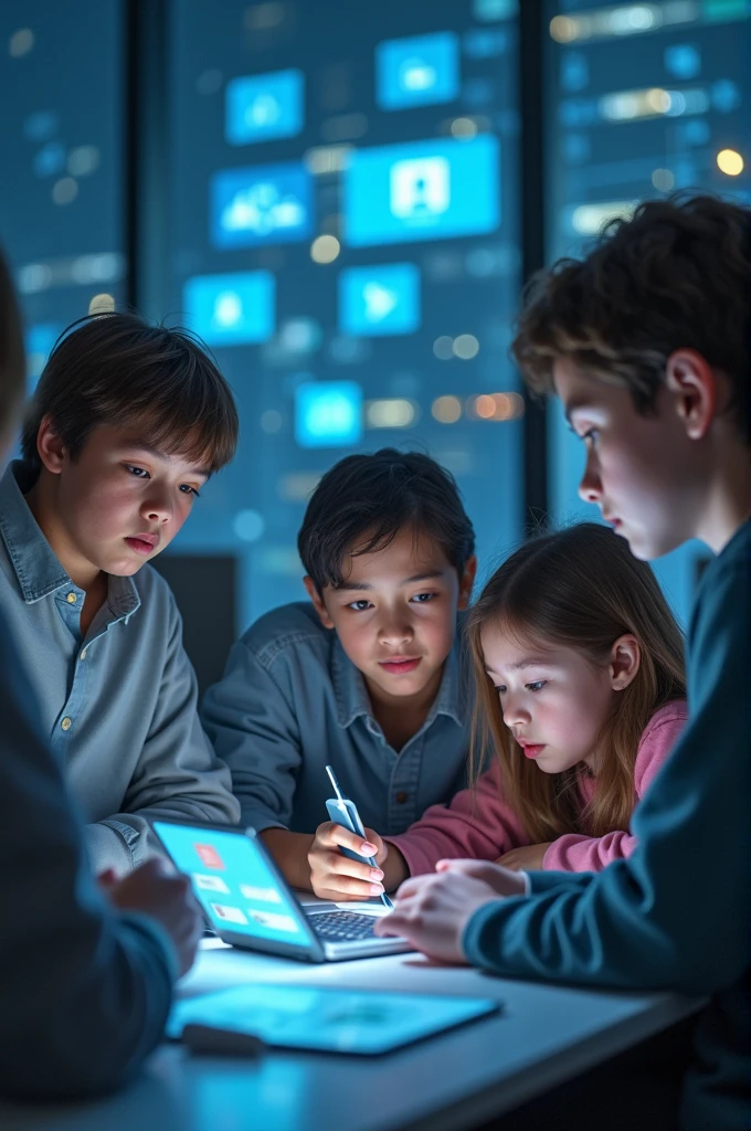Images of children protecting their privacy data on social networks