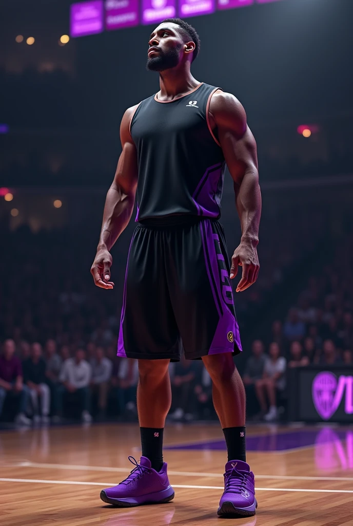 Basketball shirt and shorts in black and purple
