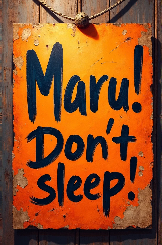 Inscription "Maru! Don't sleep!"