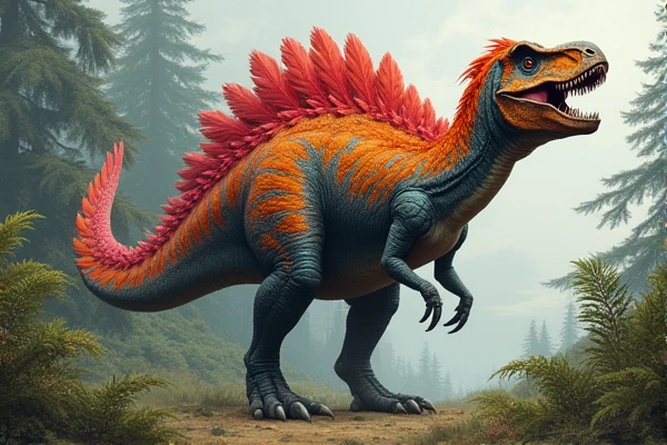 Please draw an illustration of a feathered Tyrannosaurus.