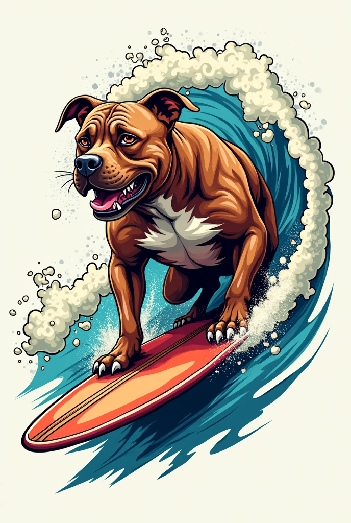 Tattoo of a pitbull and stich surfing