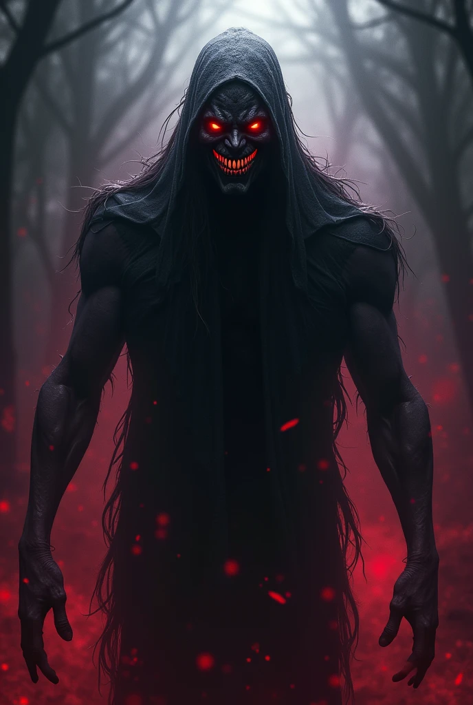 visualize an evil spirit in form of a man
, consider the following elements:
1. **Appearance**: Depict it with dark or shadowy features. It could have an unsettling, distorted form or a menacing aura.
2. **Eyes**: Glowing or piercing eyes can enhance the sense of malevolence.
3. **Expressions**: A sinister grin or a scowl can add to its threatening nature.
4. **Environment**: Place it in a dark, eerie setting, like a foggy forest or a dimly lit room.
5. **Colors**: Use dark colors like black, deep red, or purples, and contrast them with eerie light effects to create an unsettling mood.