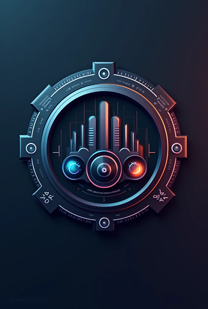 Create a logo for the profile of an audio technician named Thiago Justino. include mixing elements such as Faders in the logo , Knob , Soundbar 