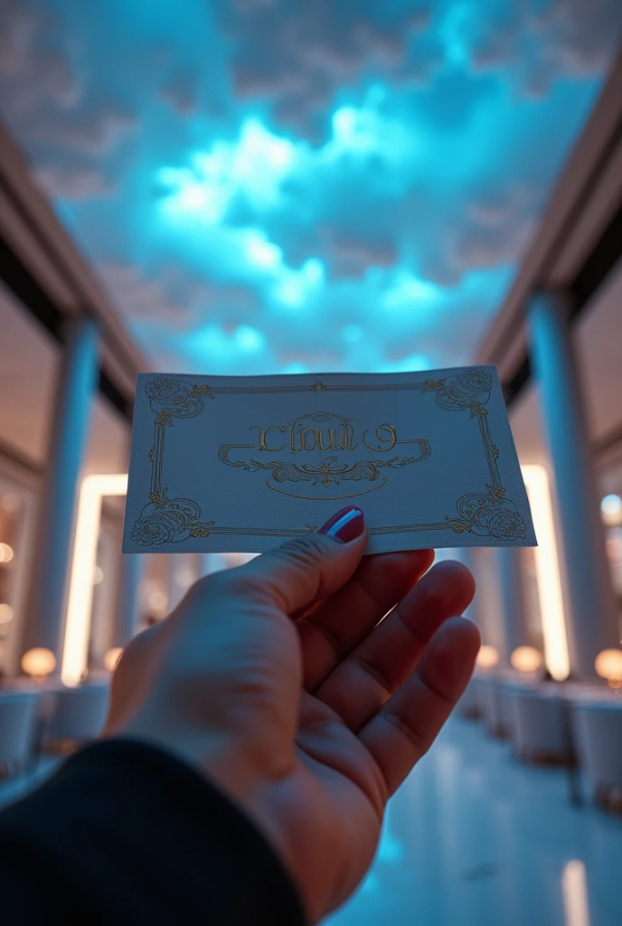 Manilla VIP "Club Cloud 9" en una mano sin manicure