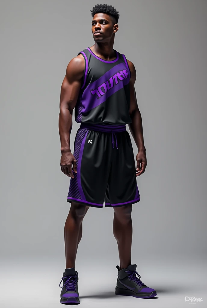 Basketball shirt and shorts in black and purple