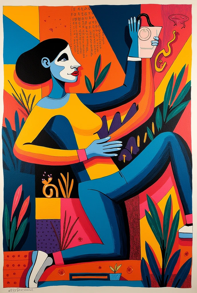 Easy cubist drawing by Romero Brito