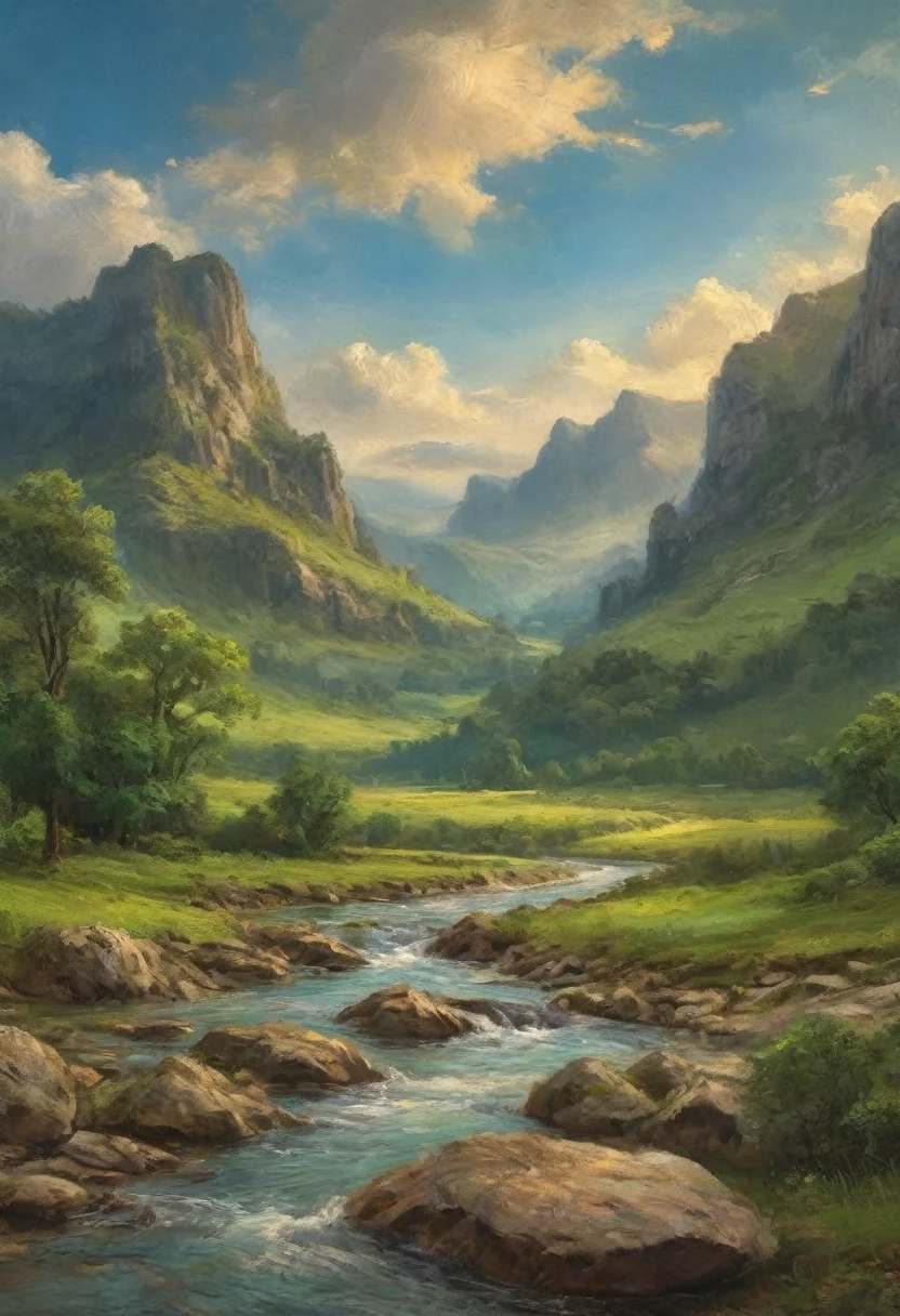 Masterpiece, ultimate quality, Cg unity 8k wallpaper, super delicate, beautiful sky and clouds, rich natural scenery, cliffs, lakes and rivers, waterfalls and flying water, beautiful green mountains, no trace of people, excellent scenery, has already won a photo contest, background Blurring, full depth of field, HDR high dynamics, true restoration, intricate, extreme details, dramatic presentation, perfectly presenting the style of midjourney art.