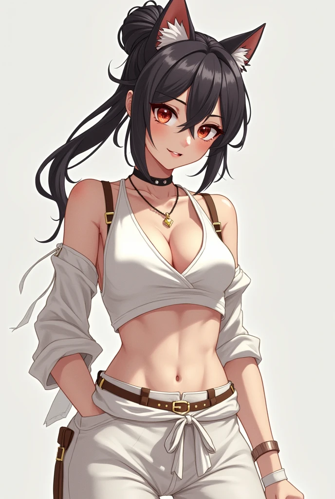 Generates Riley intensely, in anime mode, Mature, daring and dressed in white