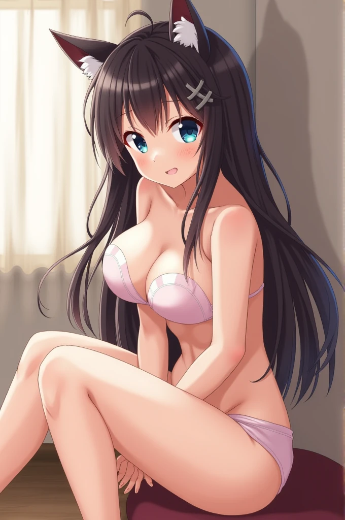 Hentai anime girl sitting naked showing her pussy