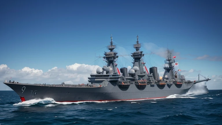 Design a frigate and ship with a length of 98 meters and a width of 14 meters and a weight of 1600 tons, with a capacity of 105 people and a speed of 65 km/h, with 2 50 mm naval cannons, 3 missiles and 2 seven-barrel 40 mm cannons.