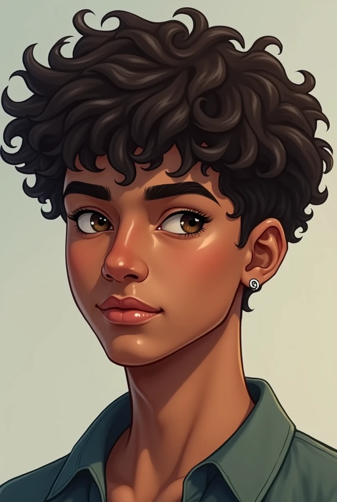 Show me a 16 year old male with perfect facial harmony and good features with 3c/4a hair medium length. Browm skin color